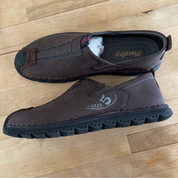 Mecolop casual/driving leather SHOES in dark brown. Size 11-11.5 Men’s.